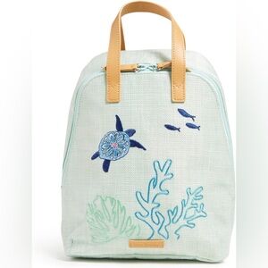 Vera Bradley Mint Green Backpack with Sea Life Embroidery